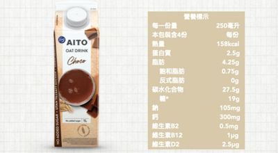 芬蘭AITO燕麥奶-巧克力(營養標示)